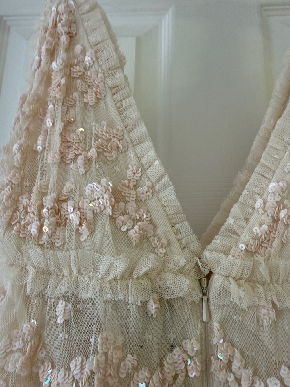 Needle & Thread Blush Cream Tiered Midi Dress - Picture 8 of 9
